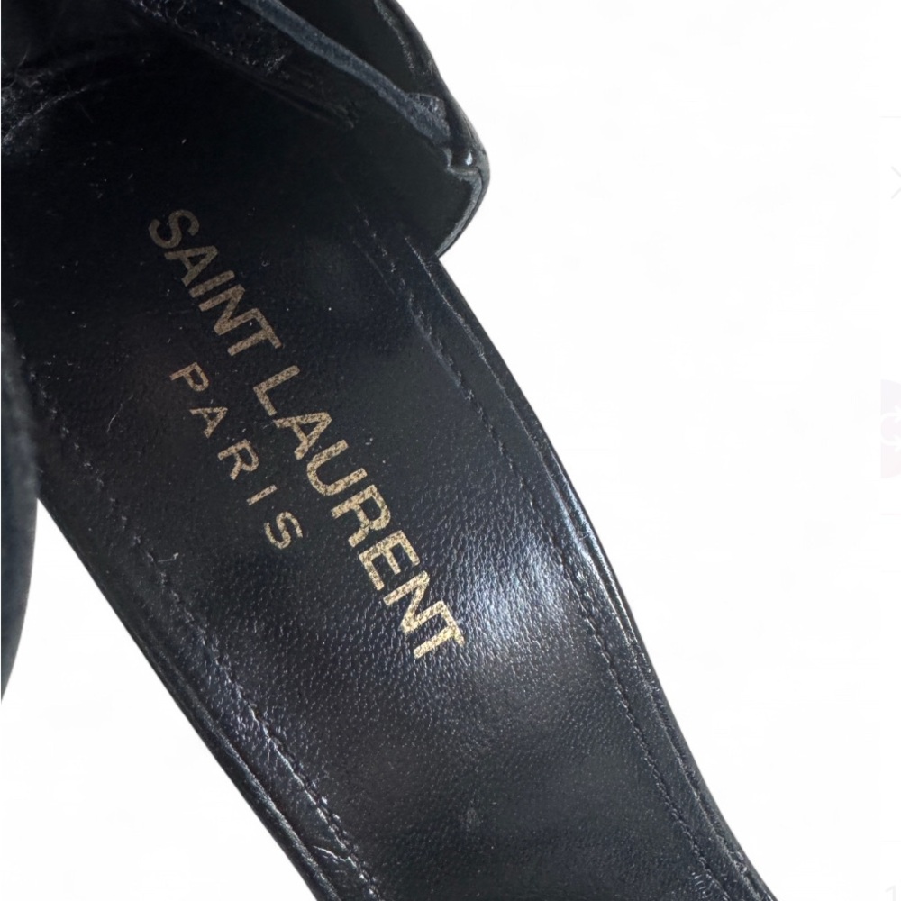 YSL Black Feather Lace-Up Stiletto Sandals - Picture 5 of 10